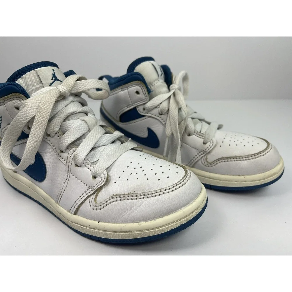 Jordan 1 Mid SE White / Industrial Blue-Sail Kid's Size 12.5C Shoes FN7493-141